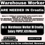 Warehouse Worker for Croatia | Salary PHP97,431/Month